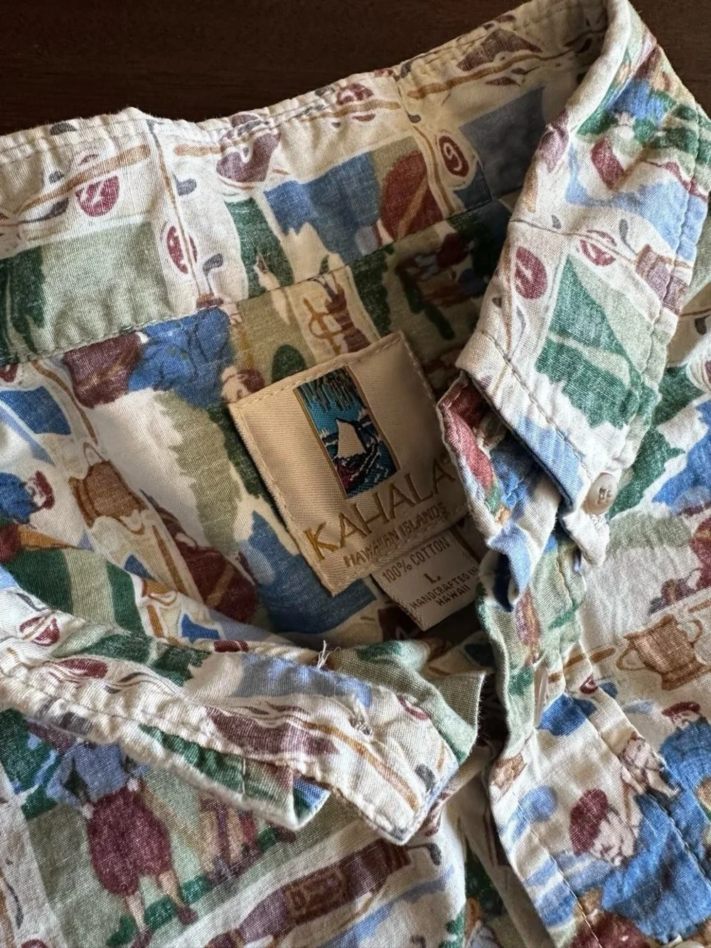 Vintage Kahala Hawaiian Golf AOP Button Shirt Hawaii Men’s Size L